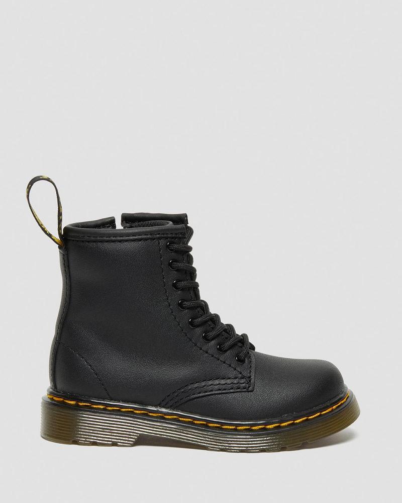 Black Kids' Dr Martens Toddler 1460 Softy T Leather Lace Up Boots | CA 705PJJ